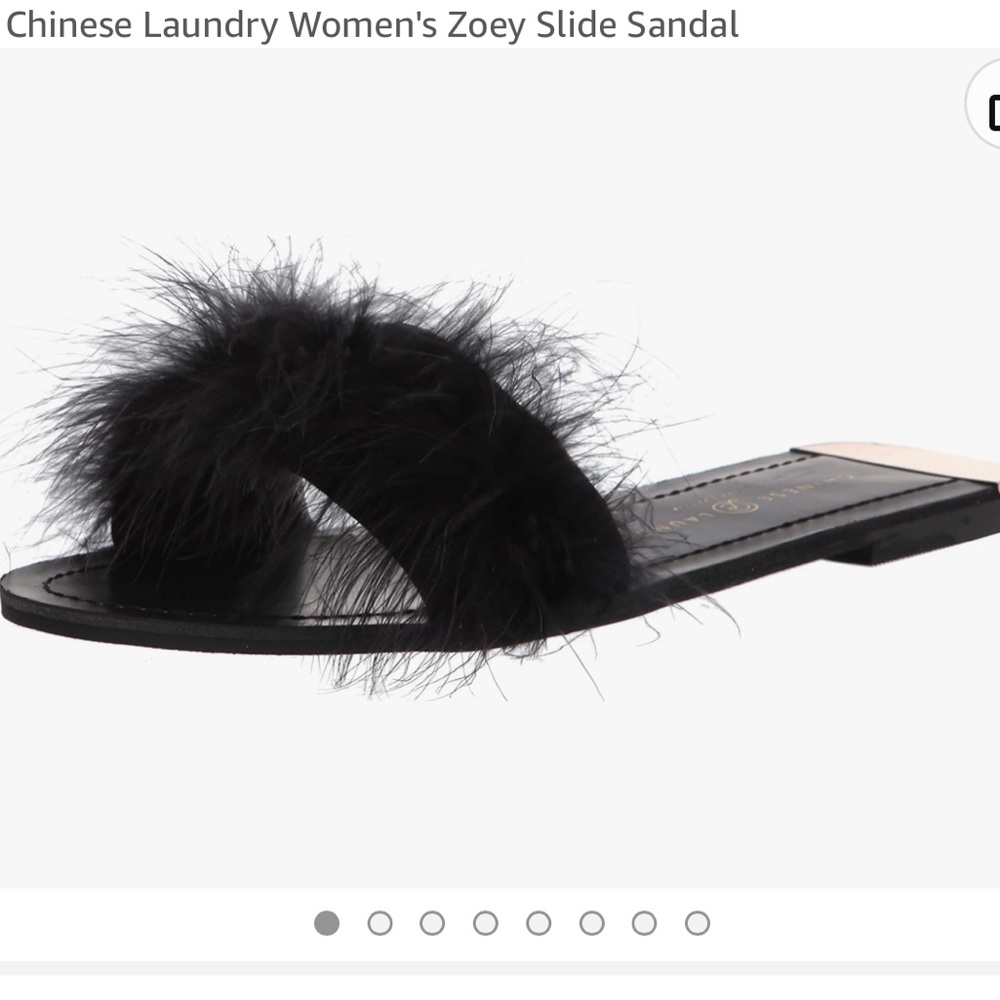 Chinese Laundry fuzzy Black Zoey Slide Sandal